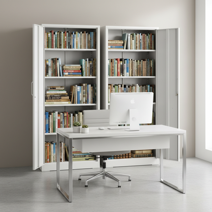 Ironclad 71" Cream White Metal Storage Cabinet with Locking Doors and 4 Adjustable Shelves, Heavy-Duty Steel for Garage, Laundry