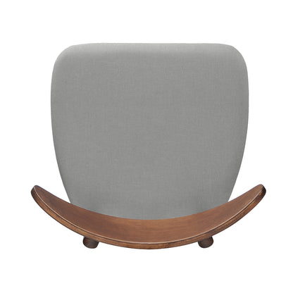 Set of 2 Retro Rubberwood Dining Chairs with Ergonomic Back & Plush Cushions in Walnut and Light Gray, Solid Rubberwood Frame with TSCA-Certified Foam Seats