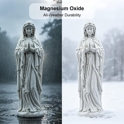 Virgin Mary Garden Statue 29.9 Inch, Weather-Resistant Magnesia Outdoor Sculpture, Religious Yard Decor for Patio Lawn Porch Memorial Garden