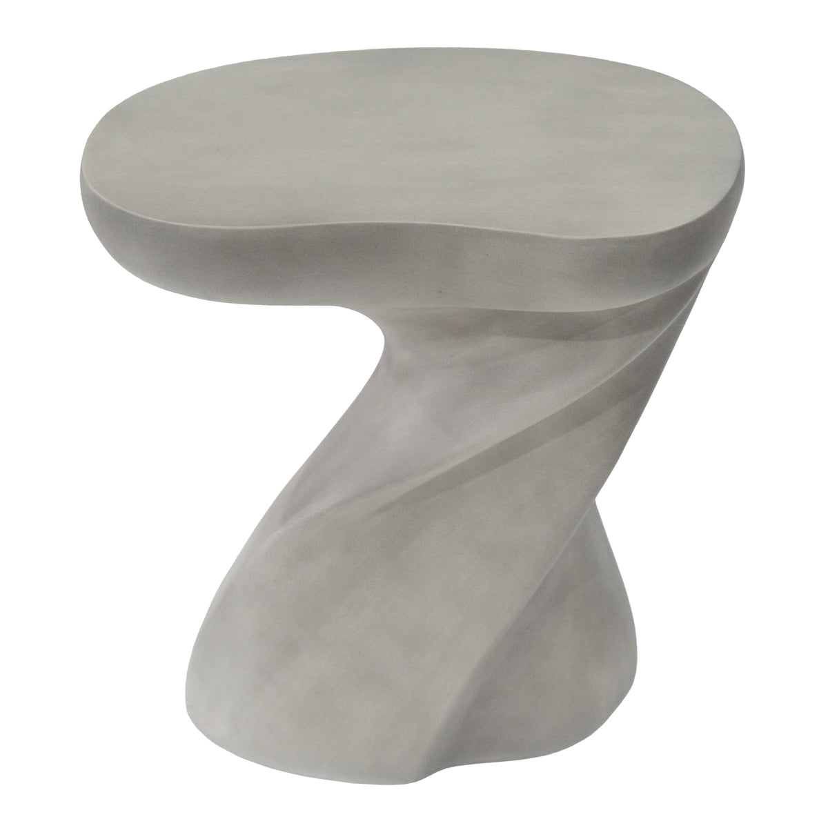 White Twisted Sculptural Side Table, MGO Decorative Accent End Table, Indoor Outdoor, Matte Finish, Hollow Lightweight Design, Holds Up to 55 LBS