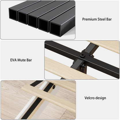 King size bed, metal bed frame with charging station, no need for box spring, (white), no noise, easy to assemble.