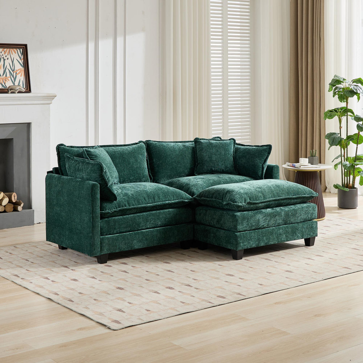 Cloud Sofa LoveSeat (Ottoman is not included), Modern Sectional Couch, Comfy Double Layer Upholstered Seat Cushion