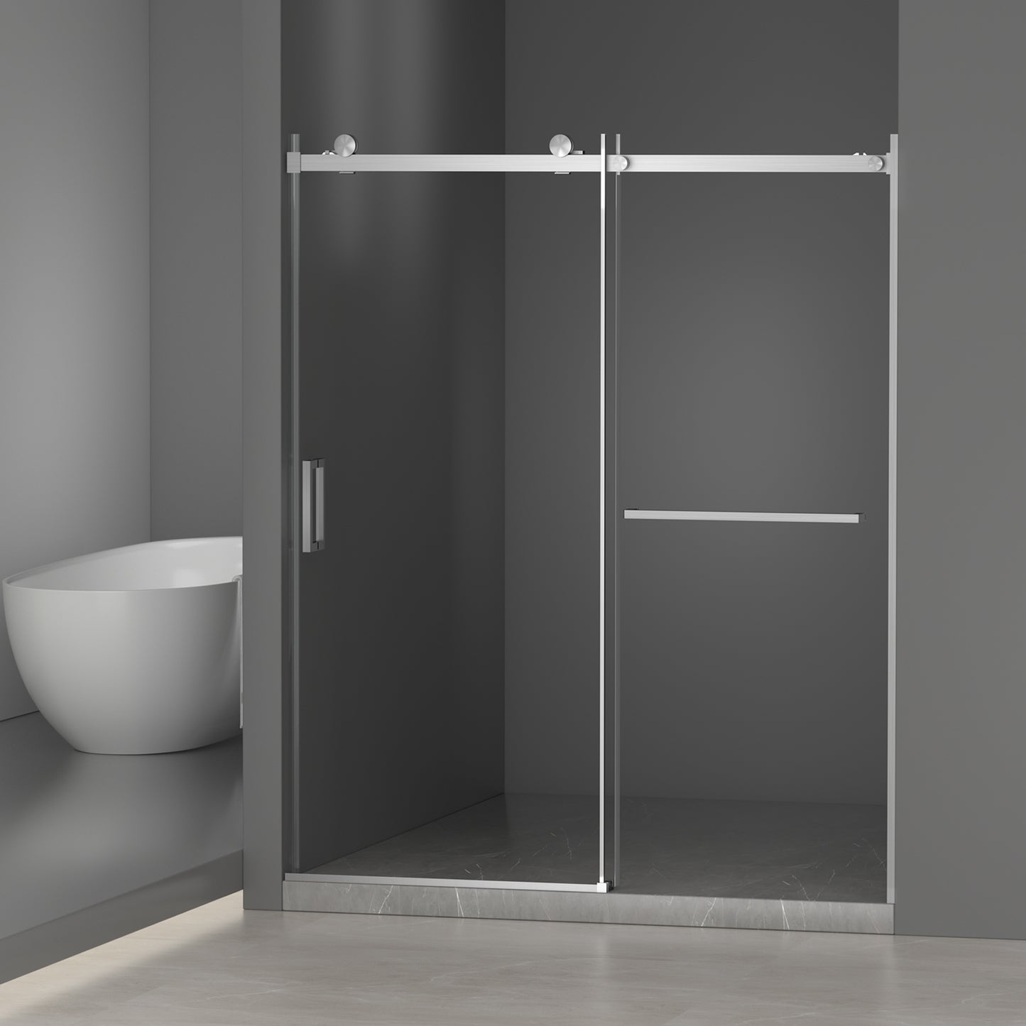56-60' W × 72' H Frameless Sliding Shower Door,Waterproof Glass Shower Door with Upper Soft Closing System, 5/16' (8mm) Tempered Glass,Double Side Easy Clean Coat,Brushed Nickel