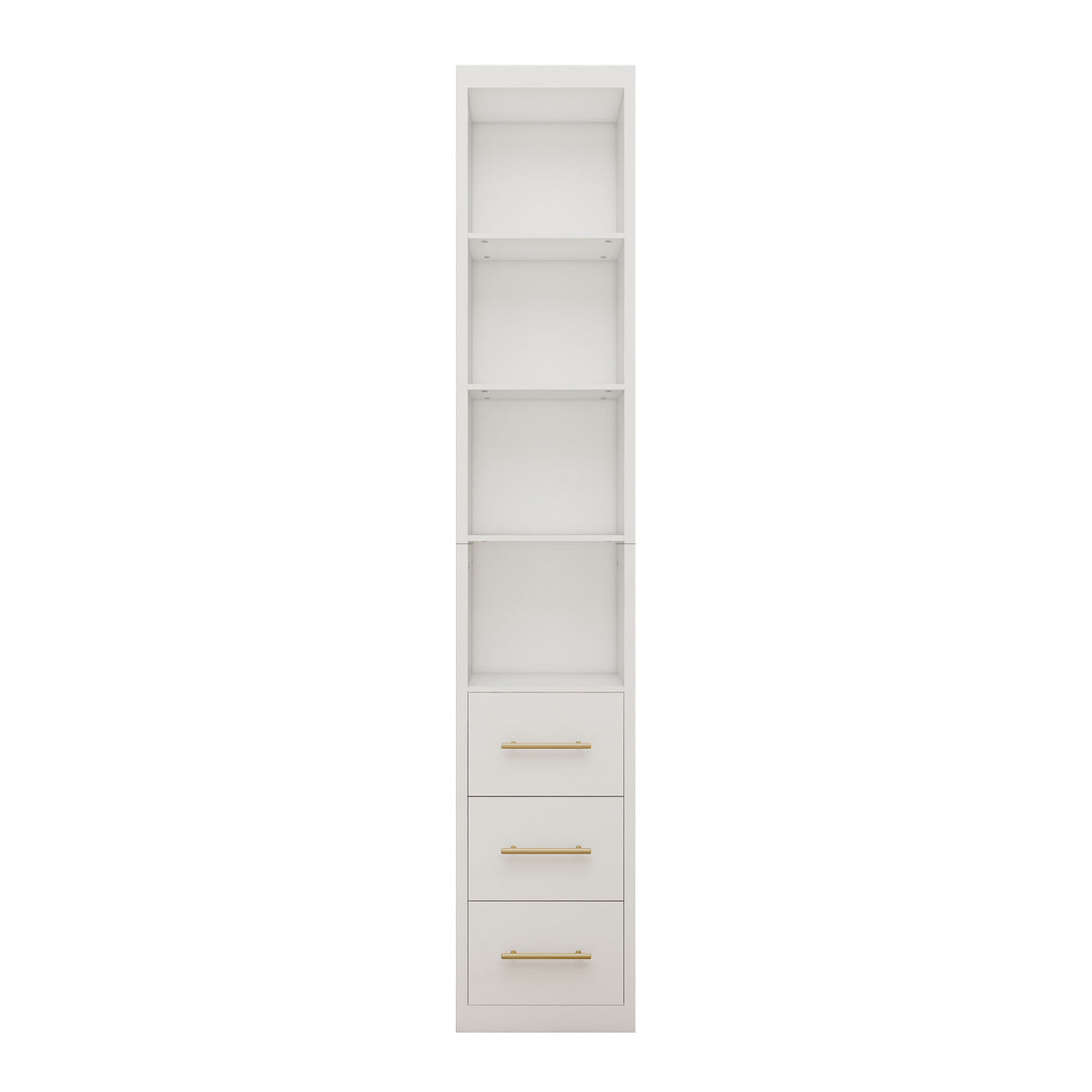 White Rectangular Side Storage Cabinet with Three Drawers for Bedroom, Living Room, Bathroom - Particle Board+MDF, 15.75x85.04 Inch