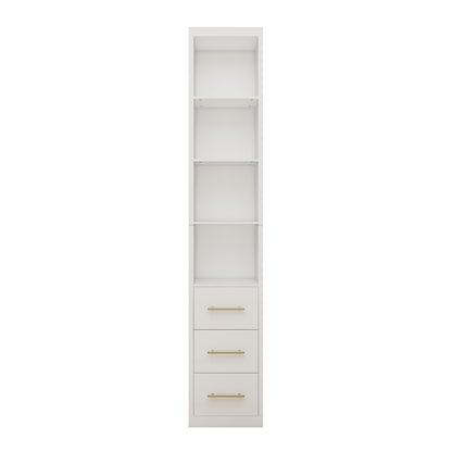 White Rectangular Side Storage Cabinet with Three Drawers for Bedroom, Living Room, Bathroom - Particle Board+MDF, 15.75x85.04 Inch