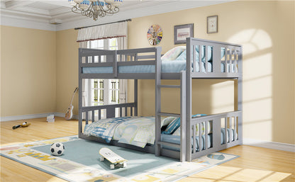 Twin Over Twin Bunk Bed with Ladder, Gray (Old SKU:N708P242163E)