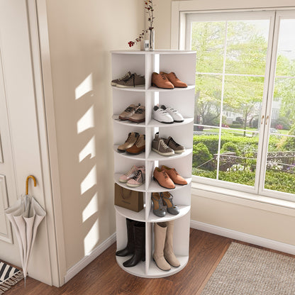 Rotating Shoe Rack Tower, 6-Tier Spinning Shoe Rack, Free Standing 360° Revolving Shoe Organizer