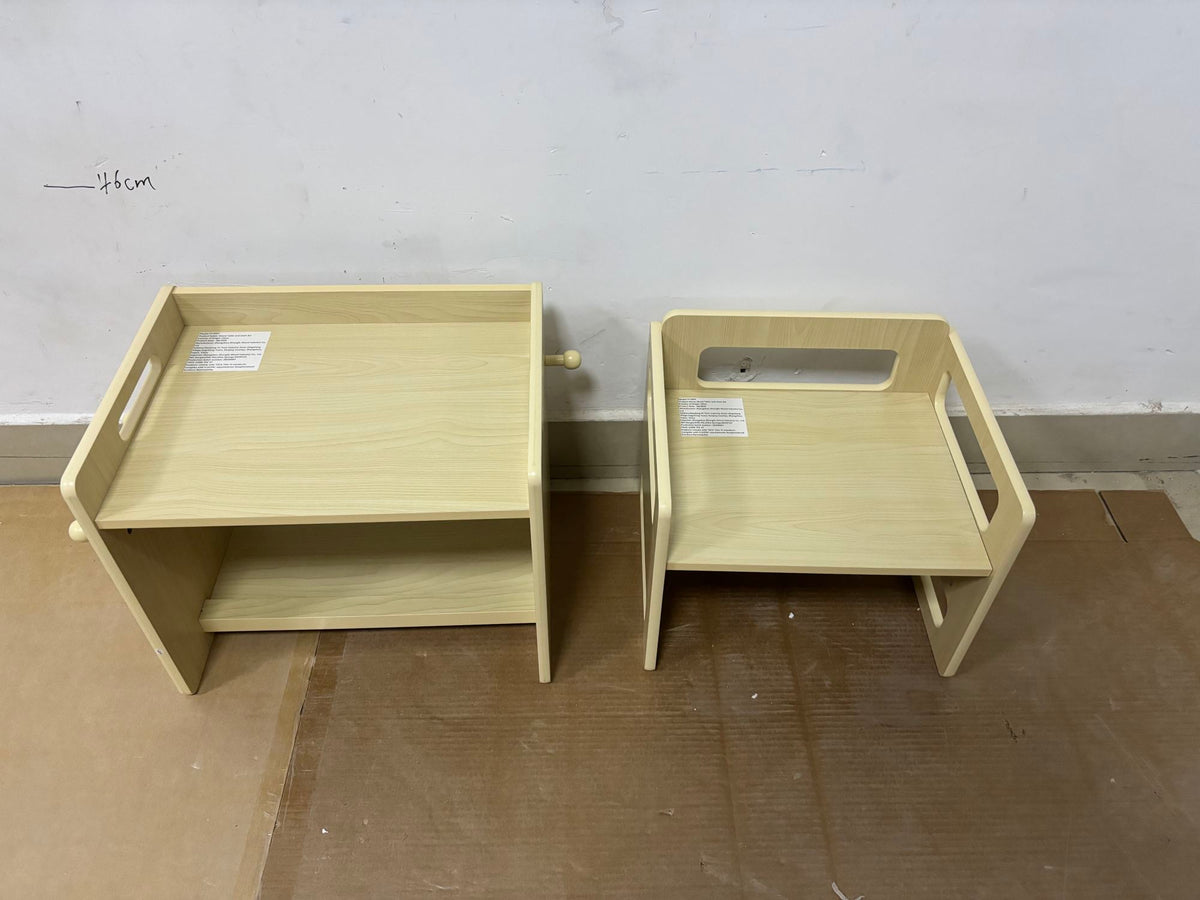 Montessori Weaning Table and Chair Set, Adjustable Wooden Toddler Table and Chair Set, Kids Activity & Play Table for Eating, Drawing, Learning and Playing(Natural)