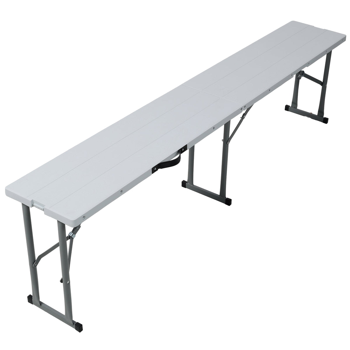 70Inch Portable Folding Picnic Table Set with 2 Benches,3‑Piece Indoor Outdoor Folding Furniture Set,Wood Grain Tabletop for Camping,Backyard Party,Picnic,Wedding Gatherings,White