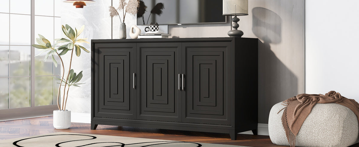 VIBE HAUS TV Stand for TVs up to 65 Inches, Modern Entertainment Center Media Console Cabinet with 2 Spacious Storage Space, Solid Wood Legs for Living room(Same SKU:N724P206551B)
