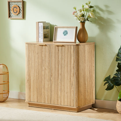 31.5'' Buffet Cabinet Sideboard with Storage Curved wave Design for Bedroom, Living Room, Hallway, Oak,31.5''W x 15.75''D x 31.5''H.