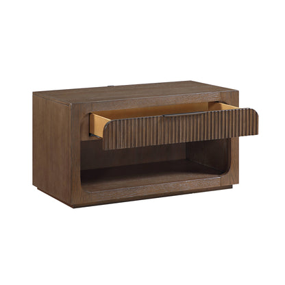 Leanna Brown Oak Nightstand w/Wood Top