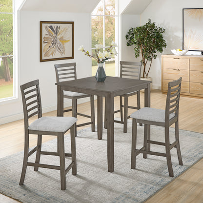 Dining Table, Bar Table and Chairs Set, 5 Piece Dining Table Set,Retro-style breakfast table set,for Living Room, Dining Room-Gray(Requires assembly)