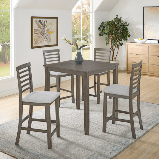 Dining Table, Bar Table and Chairs Set, 5 Piece Dining Table Set,Retro-style breakfast table set,for Living Room, Dining Room-Gray(Requires assembly)