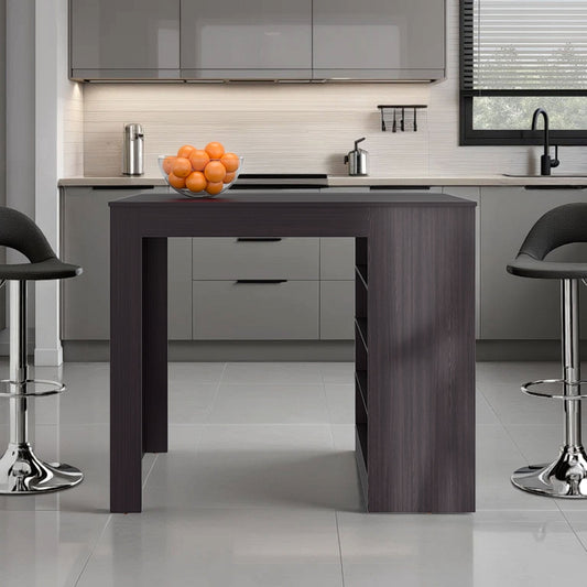 Kitchen Island, 4 Shelves, Black Wengue