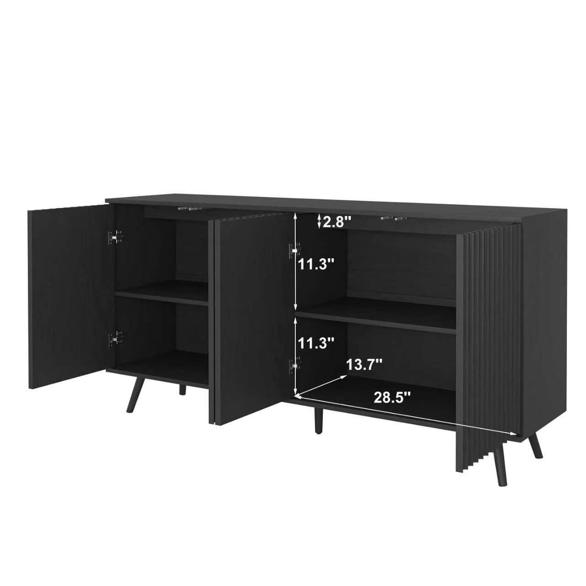 Sideboard Buffet Cabinet with Storage, Long Sideboard Storage Cabinet with 4 Doors – Black