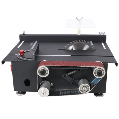Mini Table Saw, Belt Sander, 4pcs Blades, 10pcs Sanding Blet, 7 Gear Adjustable 0-90° Angle, Available for Wood/PCB/Acrylic/Plastic