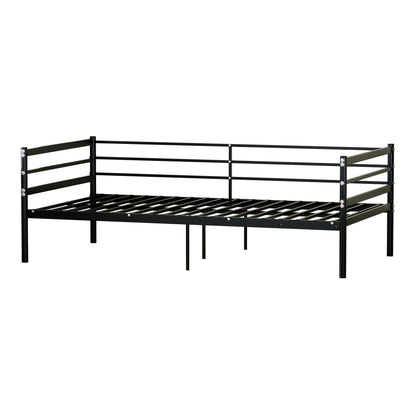Twin Metal Bed Frame, Heavy-Duty Steel Platform Bed with 11.8-Inch Guardrails, 600 lb Capacity, 10.94-Inch Under-Bed Clearance, No Box Spring Needed, Black