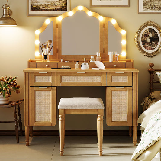 44.37" Makeup Vanity Desk with 13 Hollywood Bulbs and 3 Lighting Modes