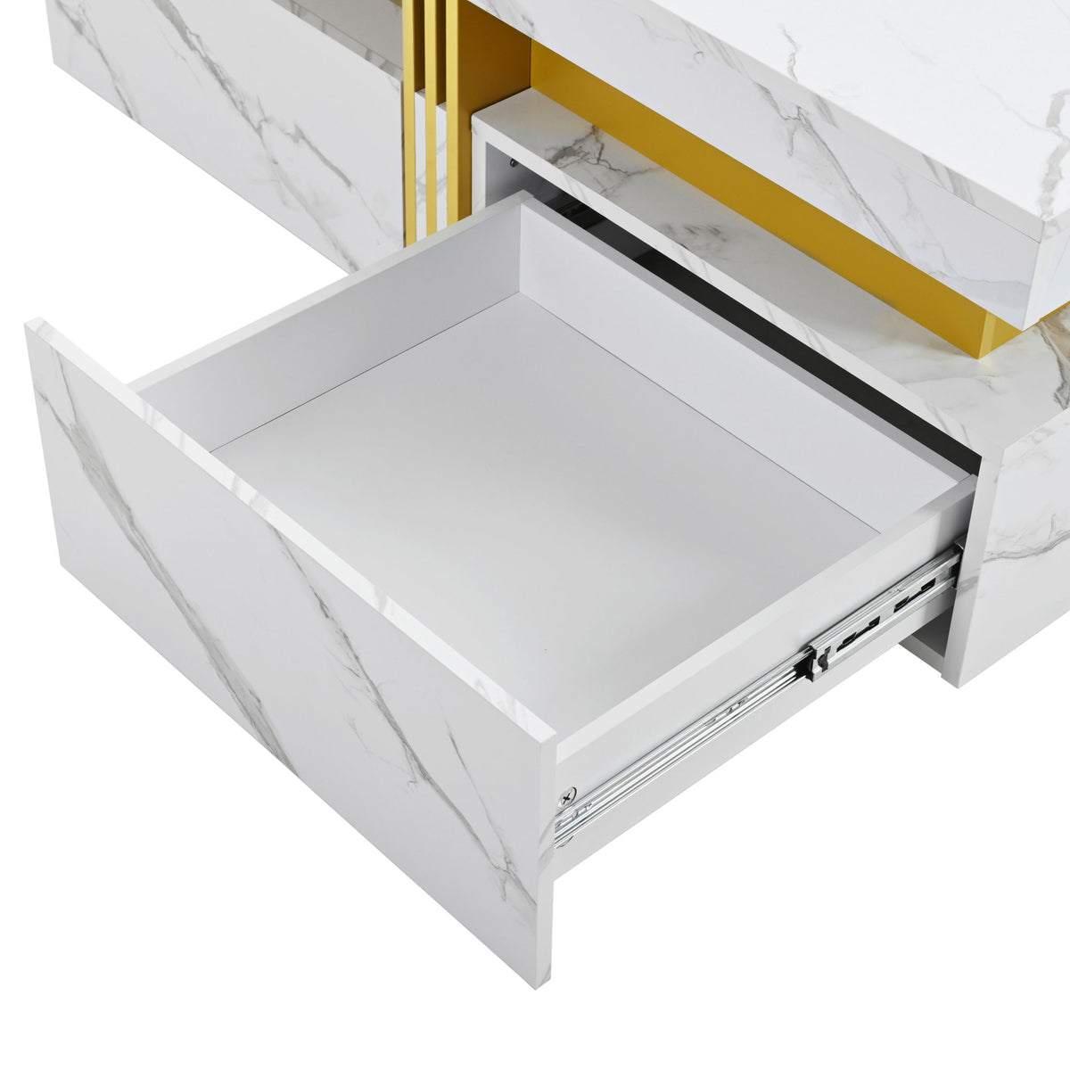 Modern White Square Storage Coffee Table with 4 Drawers