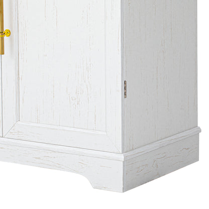 K&K 78.2" Tall Farmhouse Kitchen Pantry Cabinet with 8 Door Shelves, Storage Cabinet with 4 Adjustable Shelves, Hidden Drawer, Wine Rack