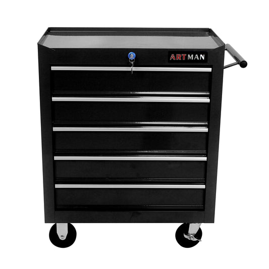 5 Drawer Tool Chest, Tool Storage Cabinet for Garage Storage with 4 Wheels and Locking System, BLACK