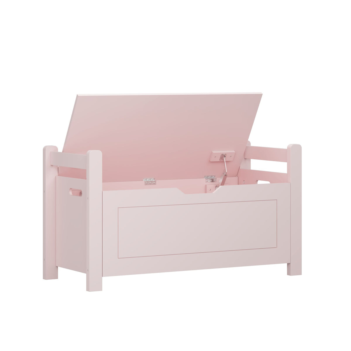 Kids Toy Box Chest for Boys Girls, Large Storage Cabinet with Cushion Seat Bench/ Flip-Top Lid/ Safety Hinge, Toy Storage Organizer Trunk for Nursery, Playroom (Pink)