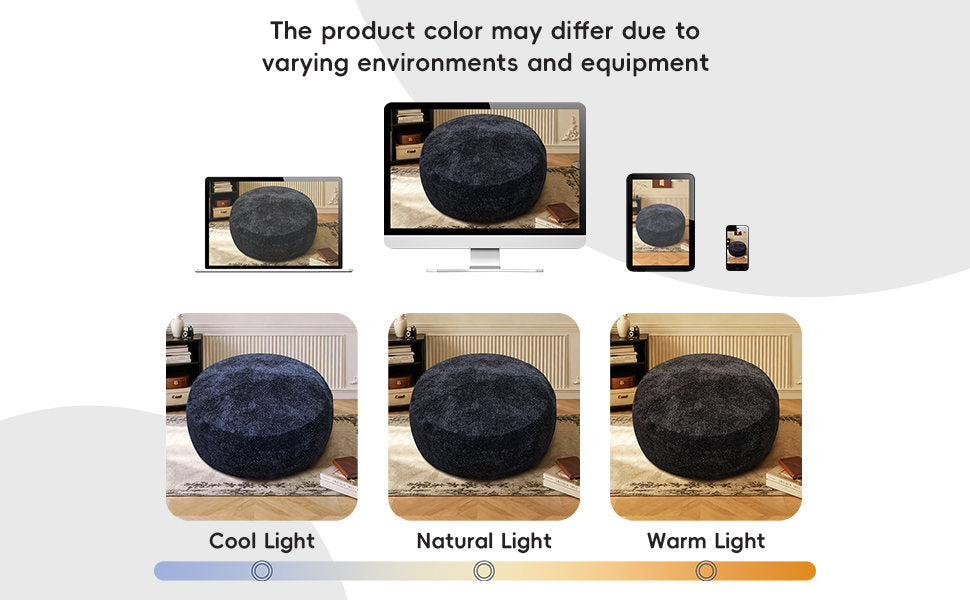 Starry Sky 4FT bean bag chair,Plush Fabric with Lurex,Shiny Silver Thread Faux Fur Plush,memory foam filling,round sofa for living room, bedroom, college dorm.