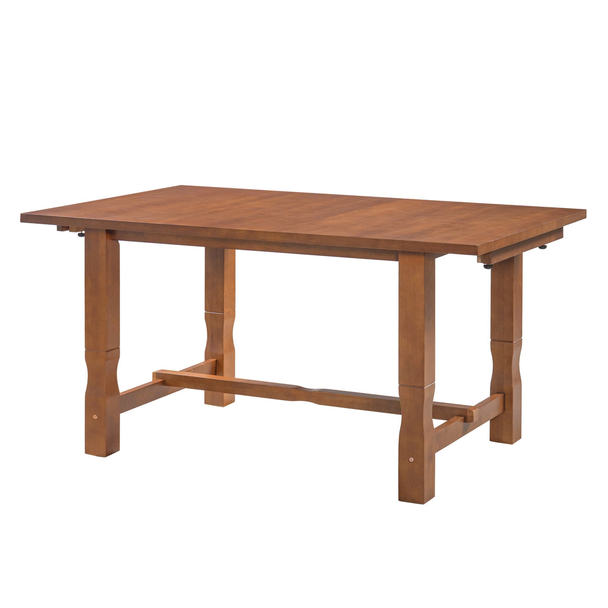 TOPMAX 6-Piece Dining Set with Bench, Extendable Rubberwood Table with 2 Removable Leaves, 4 Padded Chairs and 1 Bench for Kitchen Dining Room, Brown