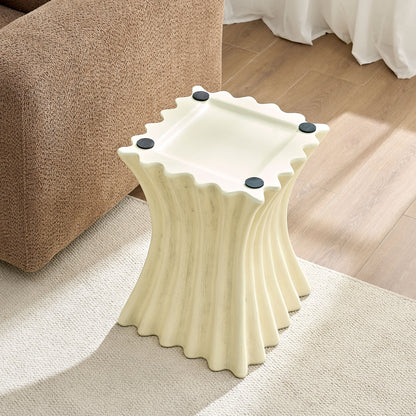 15.16 inch Side Table Vintage Sturdy Fiberglass Table For Living Room Apartment No Need Assembly Beige
