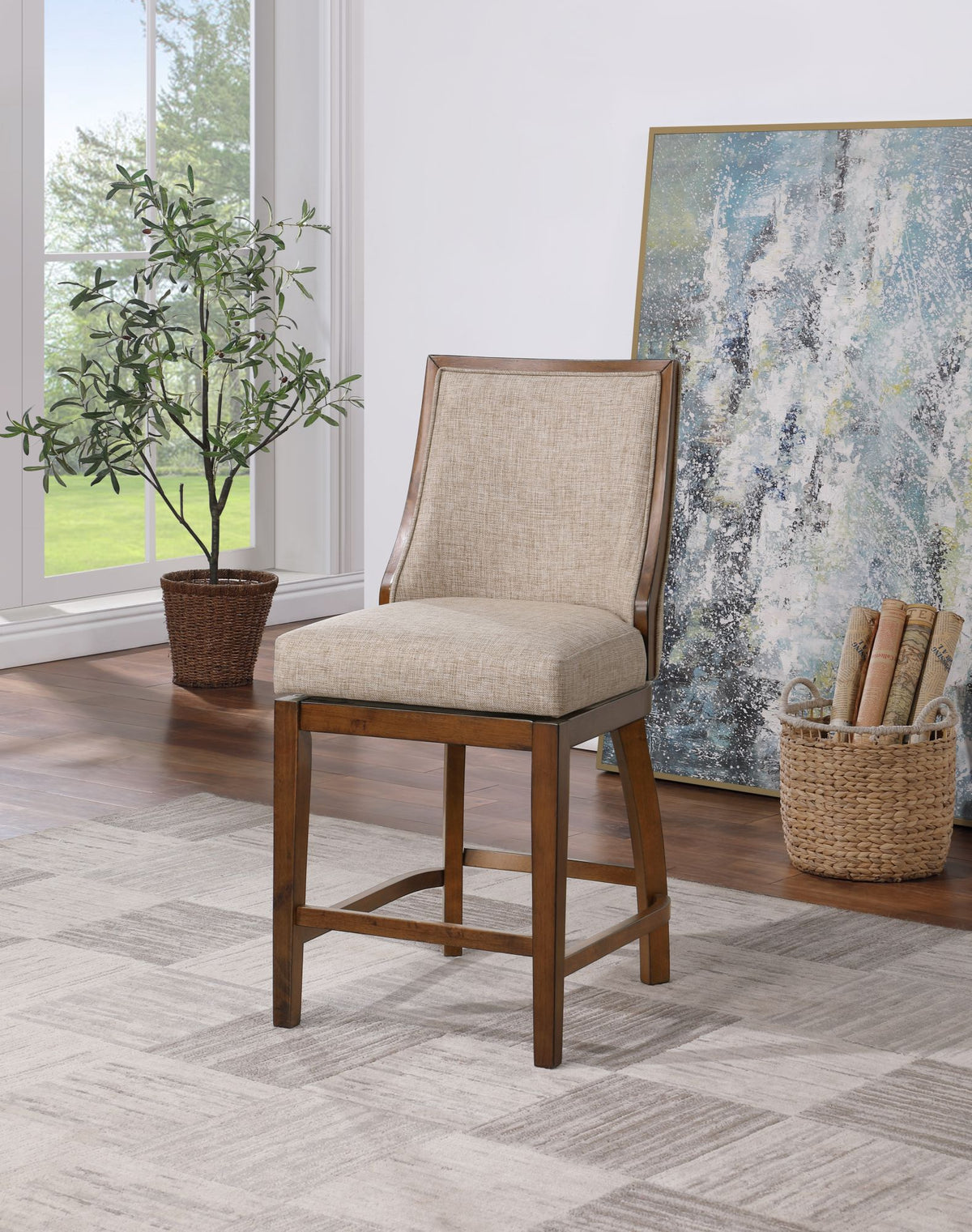 Katherine Barstool - Walnut & Beige