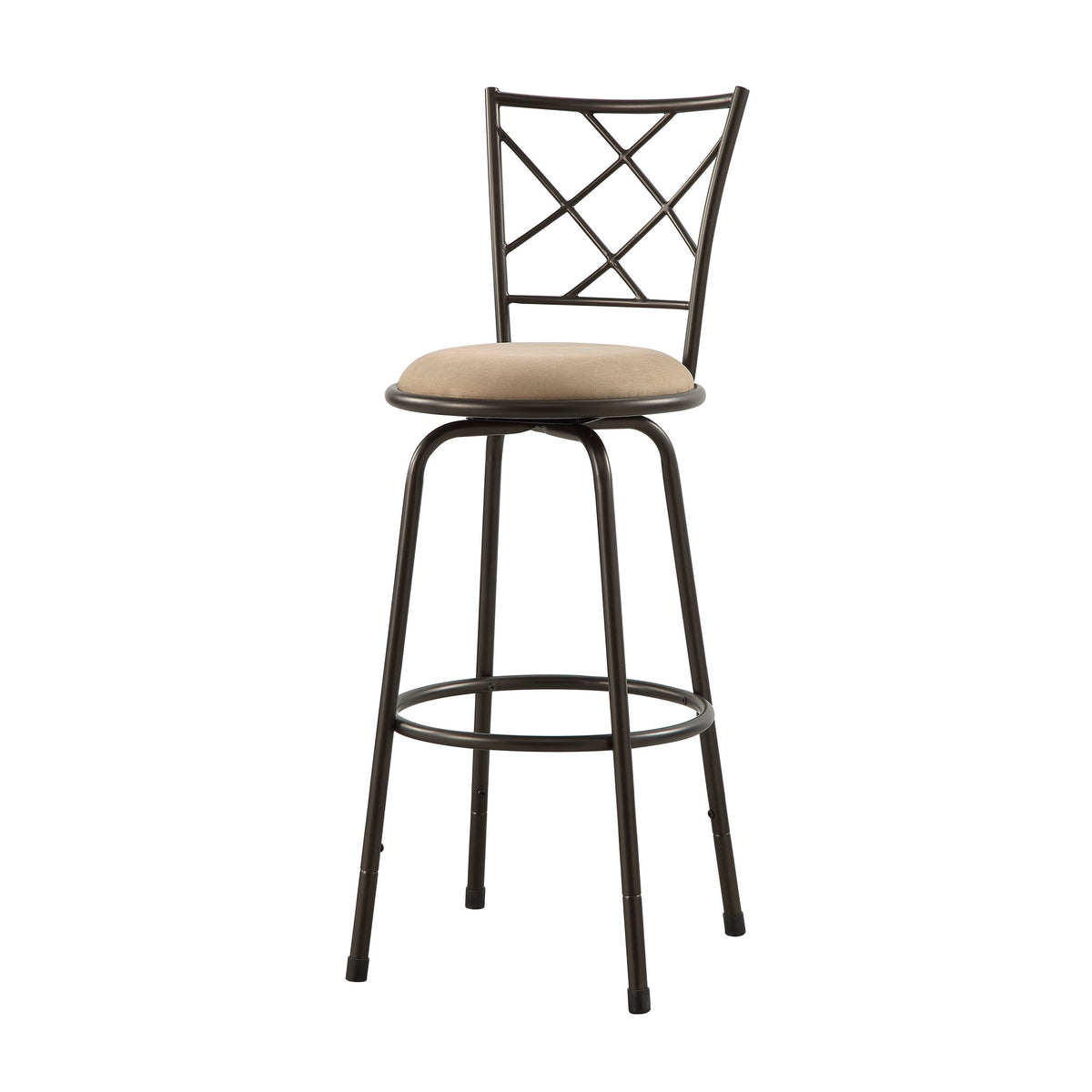 Set of 3 Convertible Chairs Swivel Counter Height, Pub Height Bar Stools Plush Rotating Seats Iron Frame Dark Brown Traditional Dining Furniture