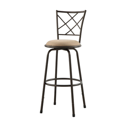 Set of 3 Convertible Chairs Swivel Counter Height, Pub Height Bar Stools Plush Rotating Seats Iron Frame Dark Brown Traditional Dining Furniture