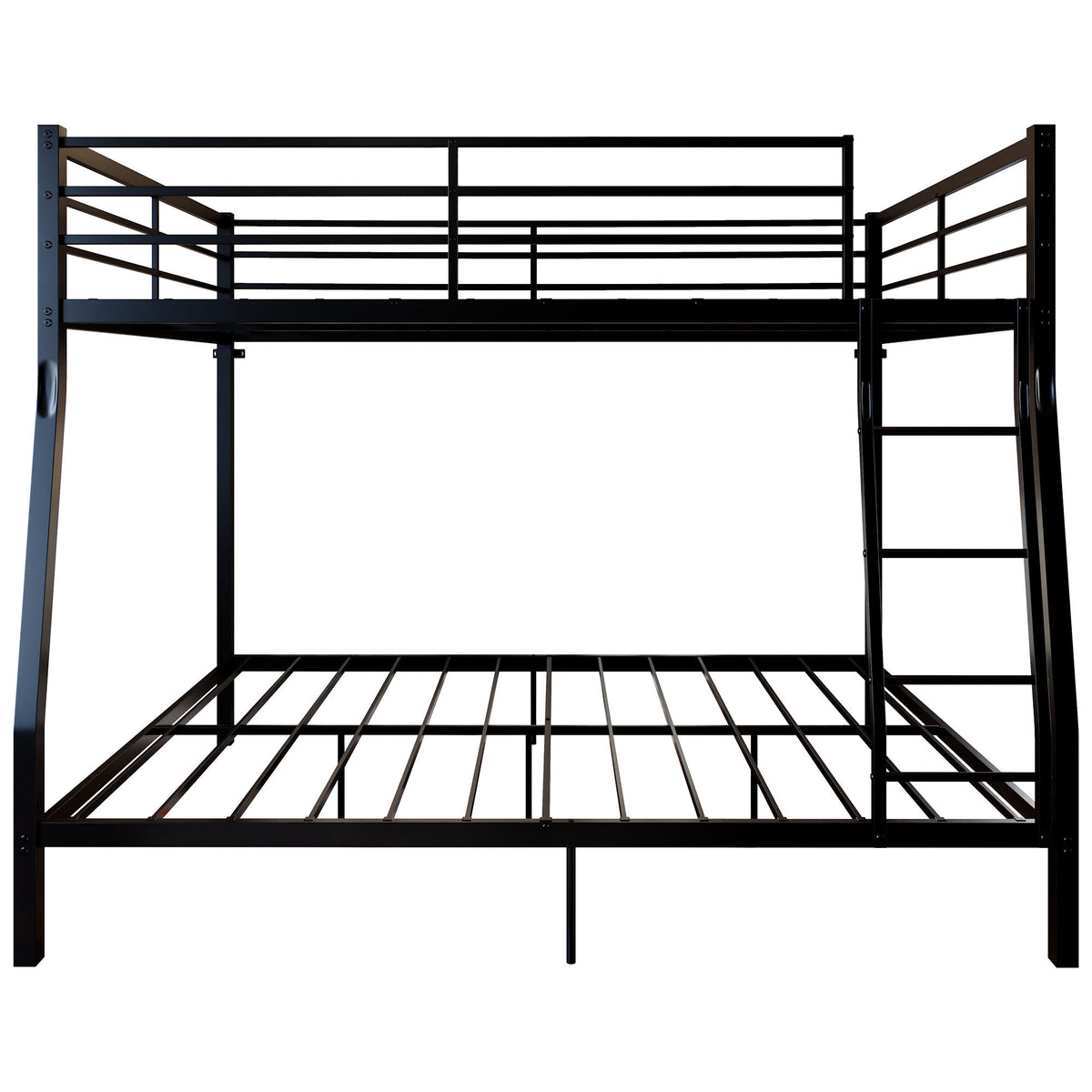 Metal Bunk Bed, Heavy Duty Full Over Queen Bunk Beds with 5 Extra Support Legs, 990 lbs Capacity, Noise-Free & Anti-Tip Design, 13.3" Safety Guardrail, Space-Saving Bed for Kids, Teens & Adults, Black