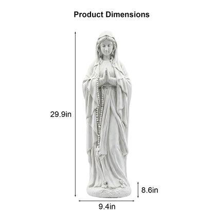 Virgin Mary Garden Statue 29.9 Inch, Weather-Resistant Magnesia Outdoor Sculpture, Religious Yard Decor for Patio Lawn Porch Memorial Garden