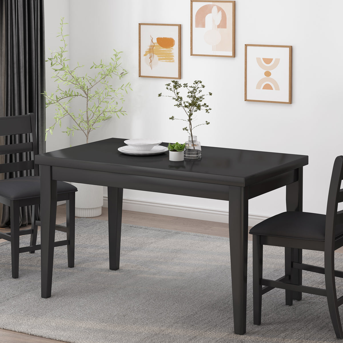 Wood Counter Height Dining Table, Antique Black, 35'D x 59.1'W x 36.5'H