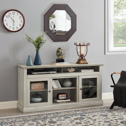 Contemporary TV Media Stand Modern Entertainment Console for TV Up to 65" with Open and Closed Storage Space, Stone Gray