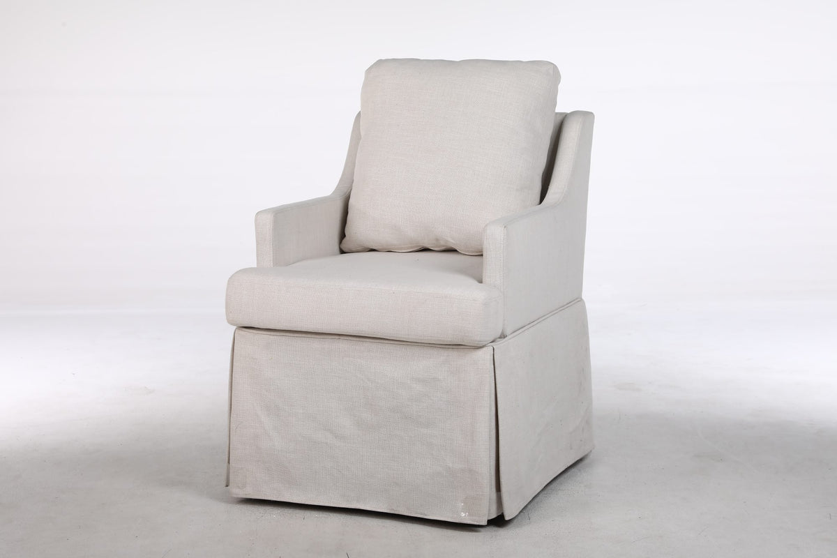 Upholstered Dining Chairs Set of 1, Modern Kitchen Chair Dining Room Chair with 4 Casters, Linen Armchair for Bedroom Reading Room Living Room, Beige