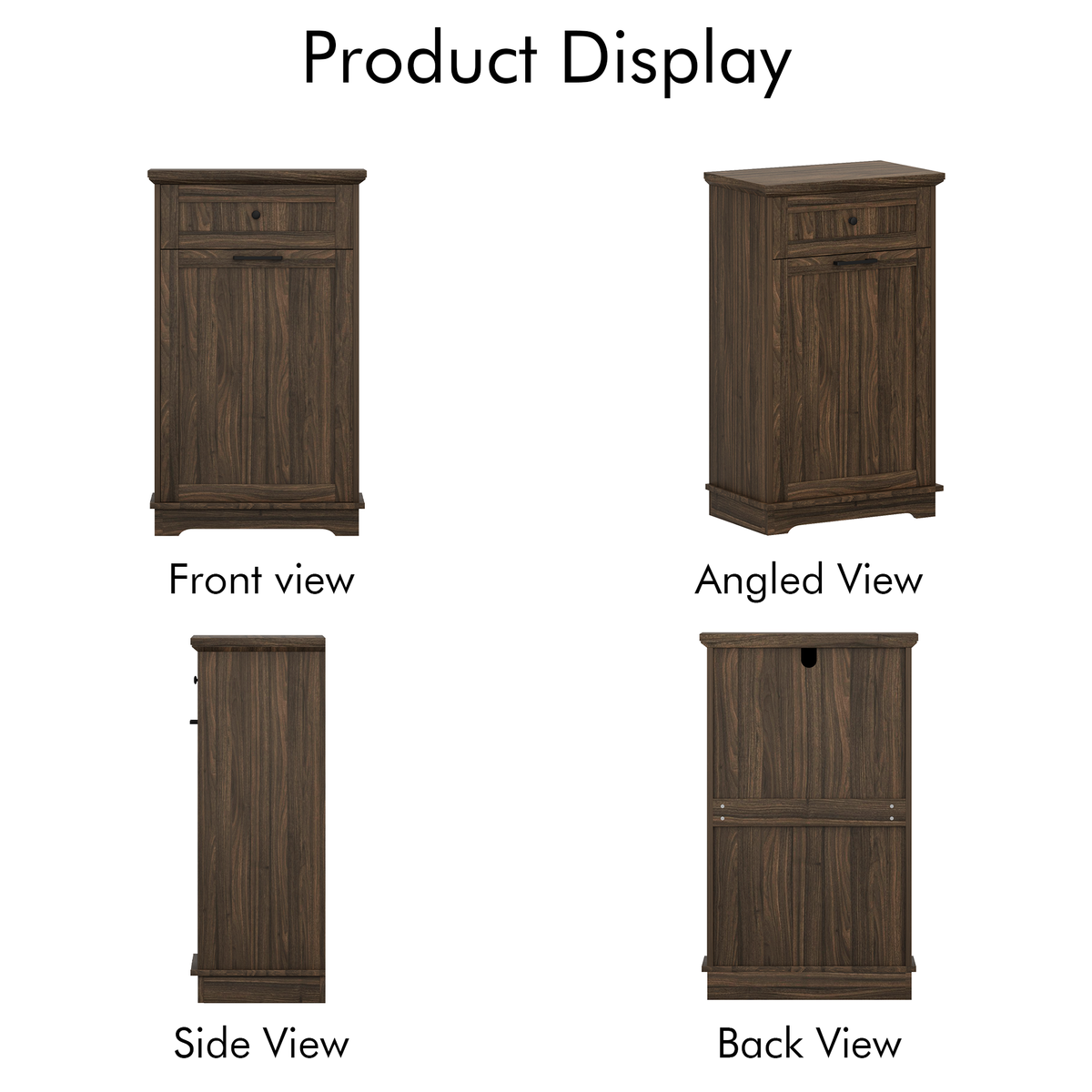 10 Gallon Tilt Out Trash Cabinet Freestanding Trash Bin Cabinet Wood Garbage Recycling Cabinet with Hideaway Drawer Pet Proof Trash Can Holder for Kitchen Living Room, Antique Brown (not include can)