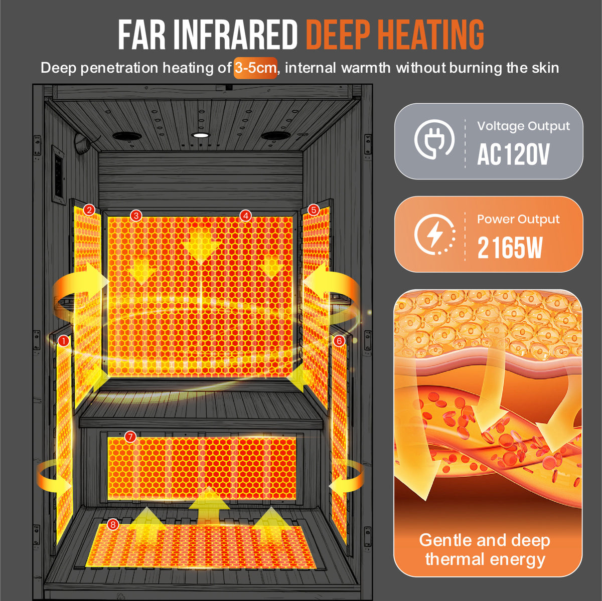 2165W walnut Chilean pine double person far-infrared sauna room