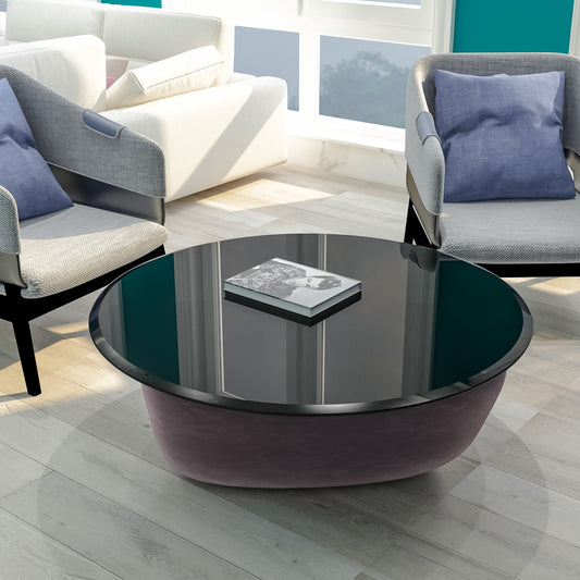 38.6" Inch Round Tempered Glass Table Top Black Glass 2/5" Inch Thick Beveled Polished Edge(old SKU:W1265118647)