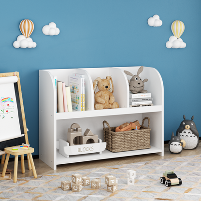 Kids Bookcase with 4 Compartments, Storage Book Shelf, Storage Display, Rack, Toy Organizer for Children's Room