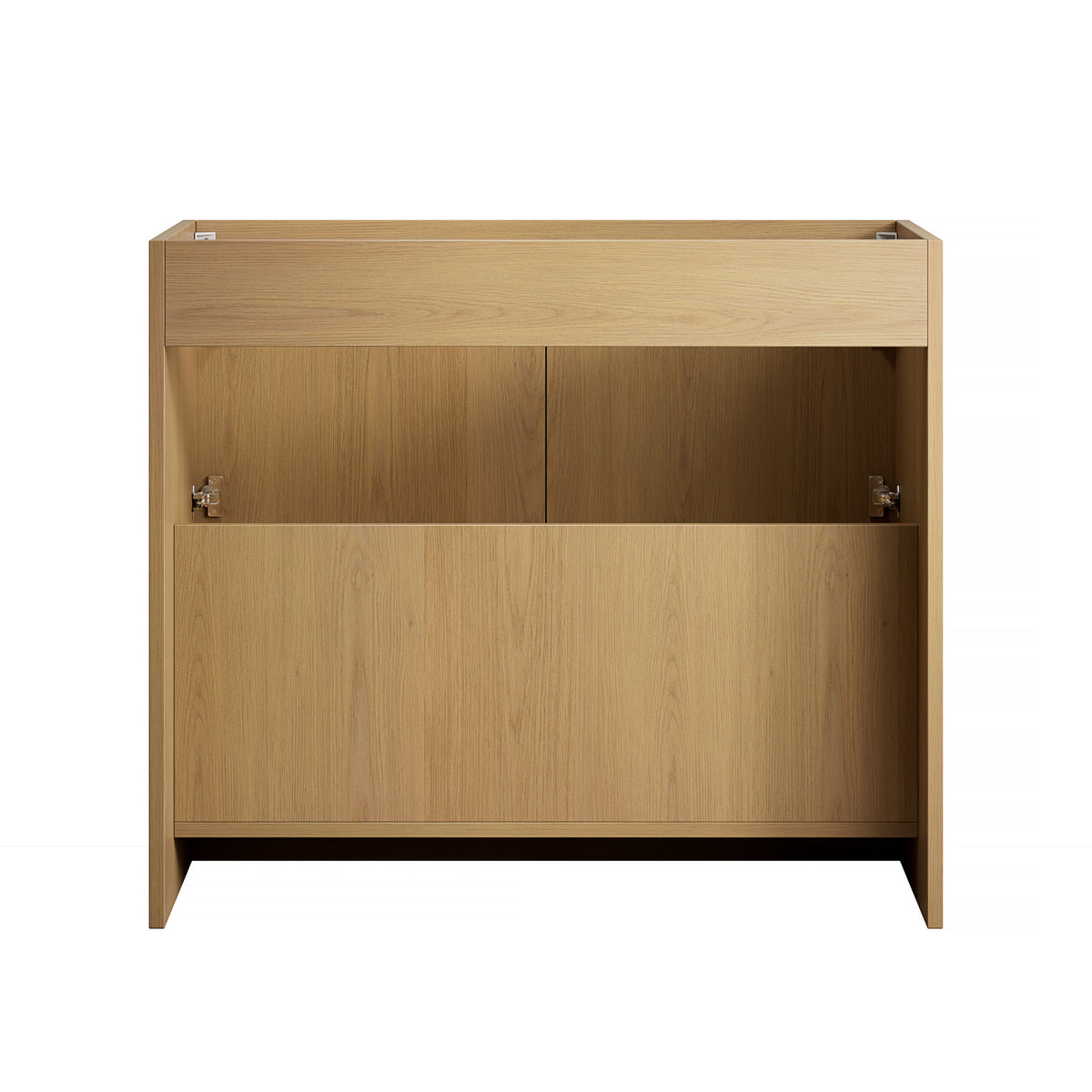 FINO 36" Bathroom Vanity&Sink,Freestanding Cabinet,Carrara White  Sintered Stone Top&Ceramic Basin with 3 Pre-drilled Faucet Holes, Disassembled, Faucet & Drain Excluded, Corolla Oak Woodgrain Color