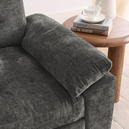 Leisure sofa chair,Double sofa recliner, with manually adjustable backrest, soft padded armrests, side USB charging port and phone stand, comes with a matching storage ottoman-Gray