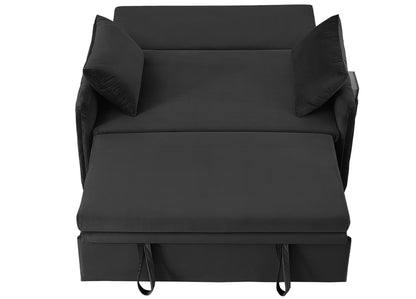 51.2' Velvet Convertible Sleeper Sofa Bed, 5-Position Adjustable Backrest Loveseat with Pull-Out Bed, Side Pocket, Multi-Functional 2-Seater Couch for Living Room, Apartment, Small Space