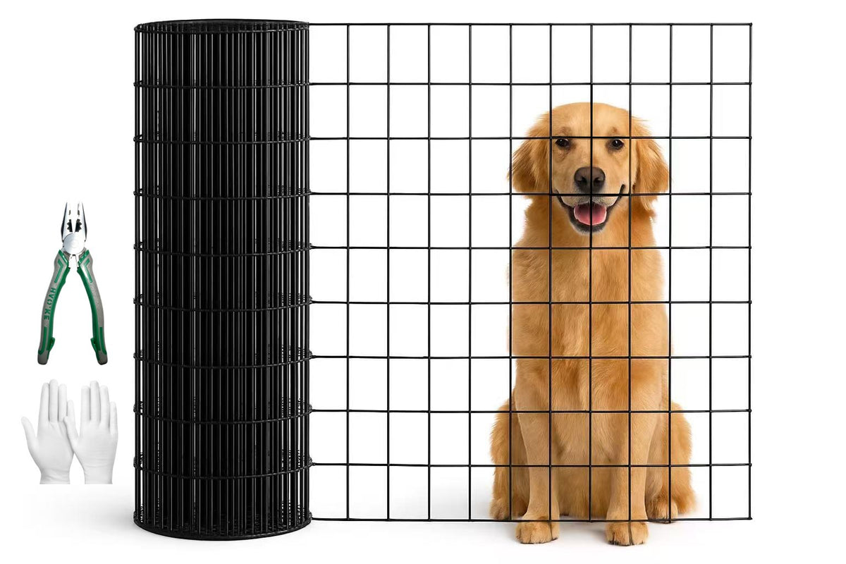 40 INCH × 50 FT black vinyl-coated metal mesh, 16 gauge 2/3 inch black PVC metal mesh, black welded wire mesh support, poultry cage protective fence