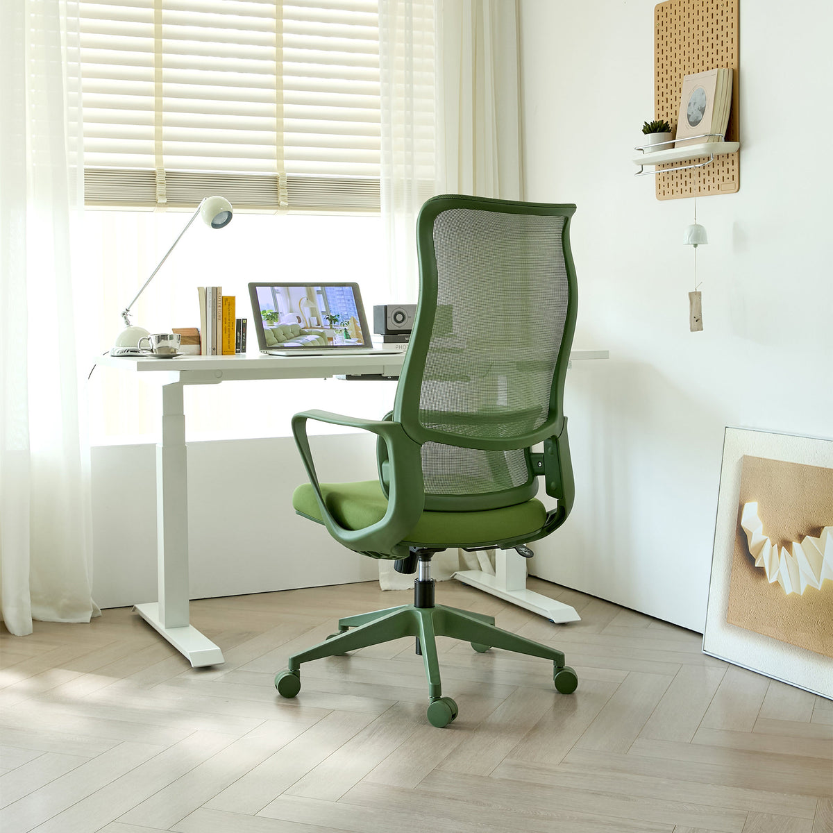 Ergonomic Colorful Office Chair 350LBS Home Office Mesh Breathable High Back, With Adjustable Lumbar Support Computer Chair - Green