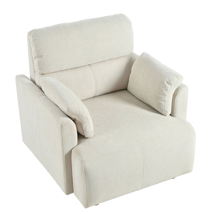 Oversized Chair w/Storage Ottoman, Wide Accent Armchair Chair for Living Room, Modern Lounge Chair, Upholstered Mid-Century Reading Chair, Comfy Living Room Chair, Deep Seat Sofa Couch(Beige Gray)
