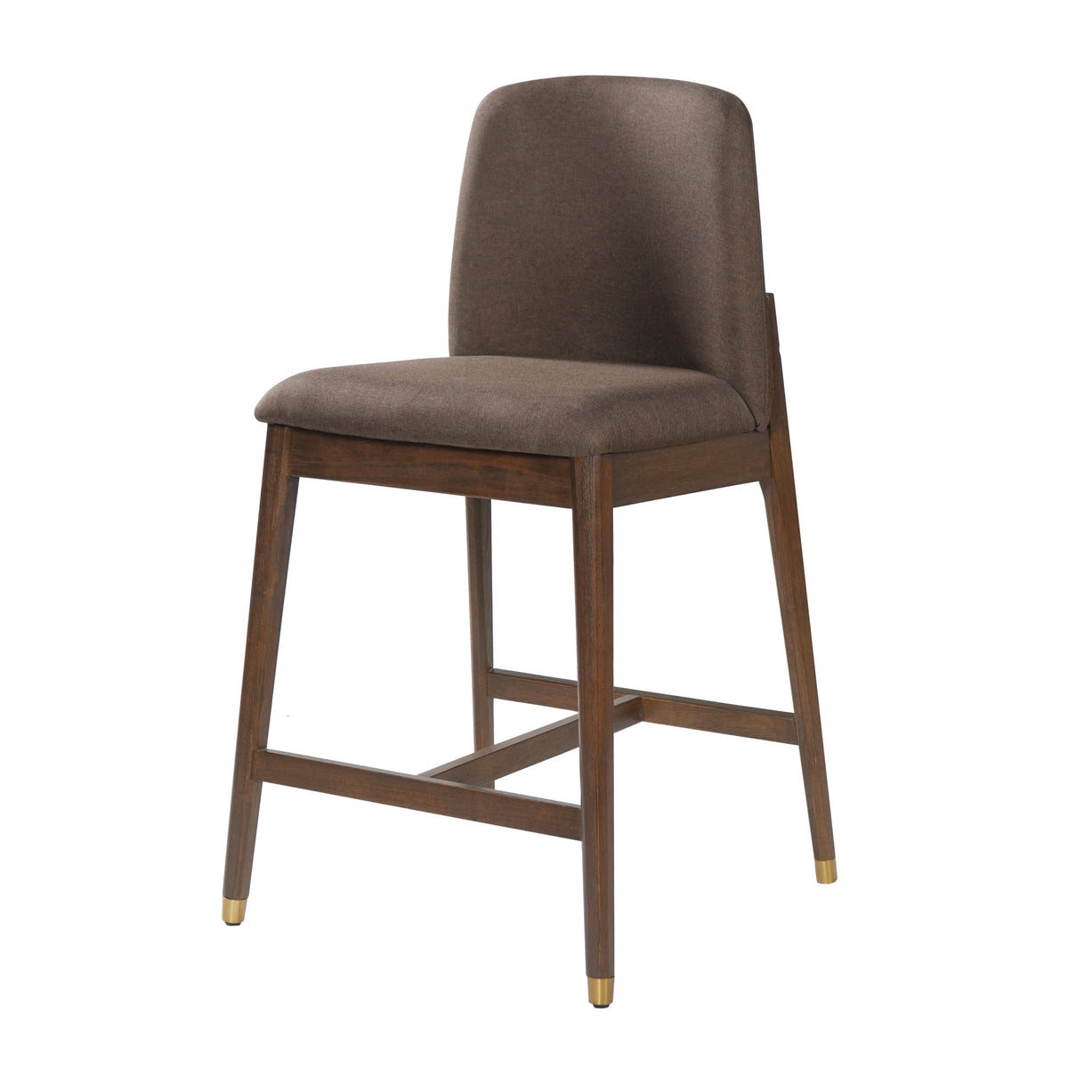 Clara Indoor Wooden Upholstered Counter stool, Walnut Finish with Taupe Cushion, Set of 2