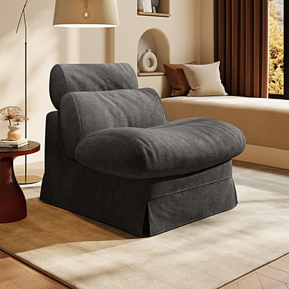Minimalist Accent Chair with Solid Wood Frame, Soft Medium-Firm Chenille Upholstery, Ideal for Living Room, Bedroom, Balcony & Office Reading Nook